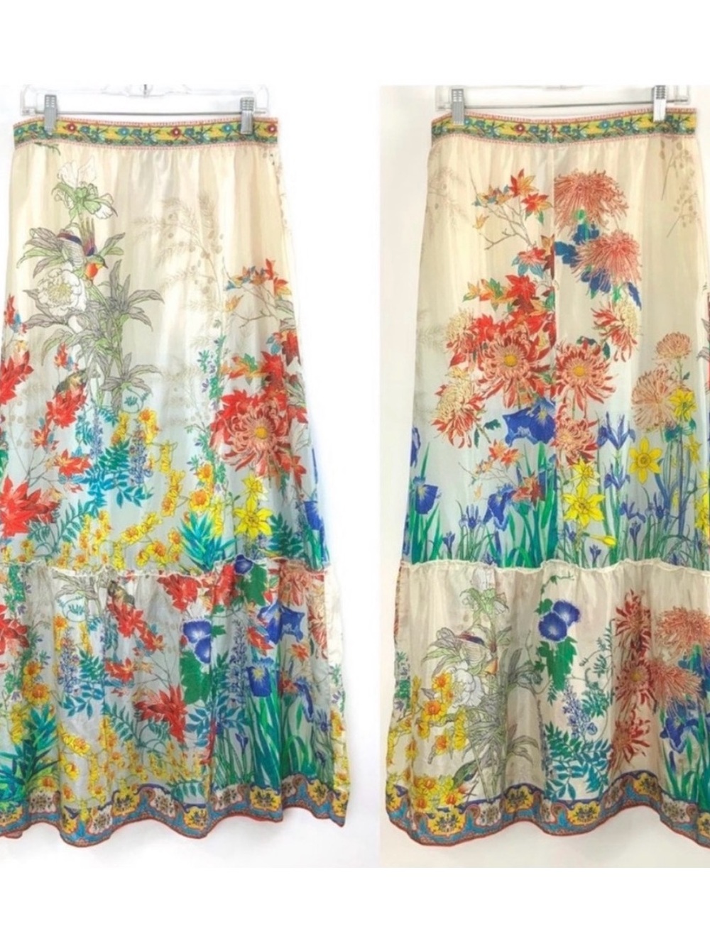 Johnny Was Cream Maxi Skirt with Multicolor Floral Border - Picture 2 of 7